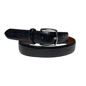 Coach Men's Black Leather Belt Size 36" Embossed Calfskin & Solid Brass 5903